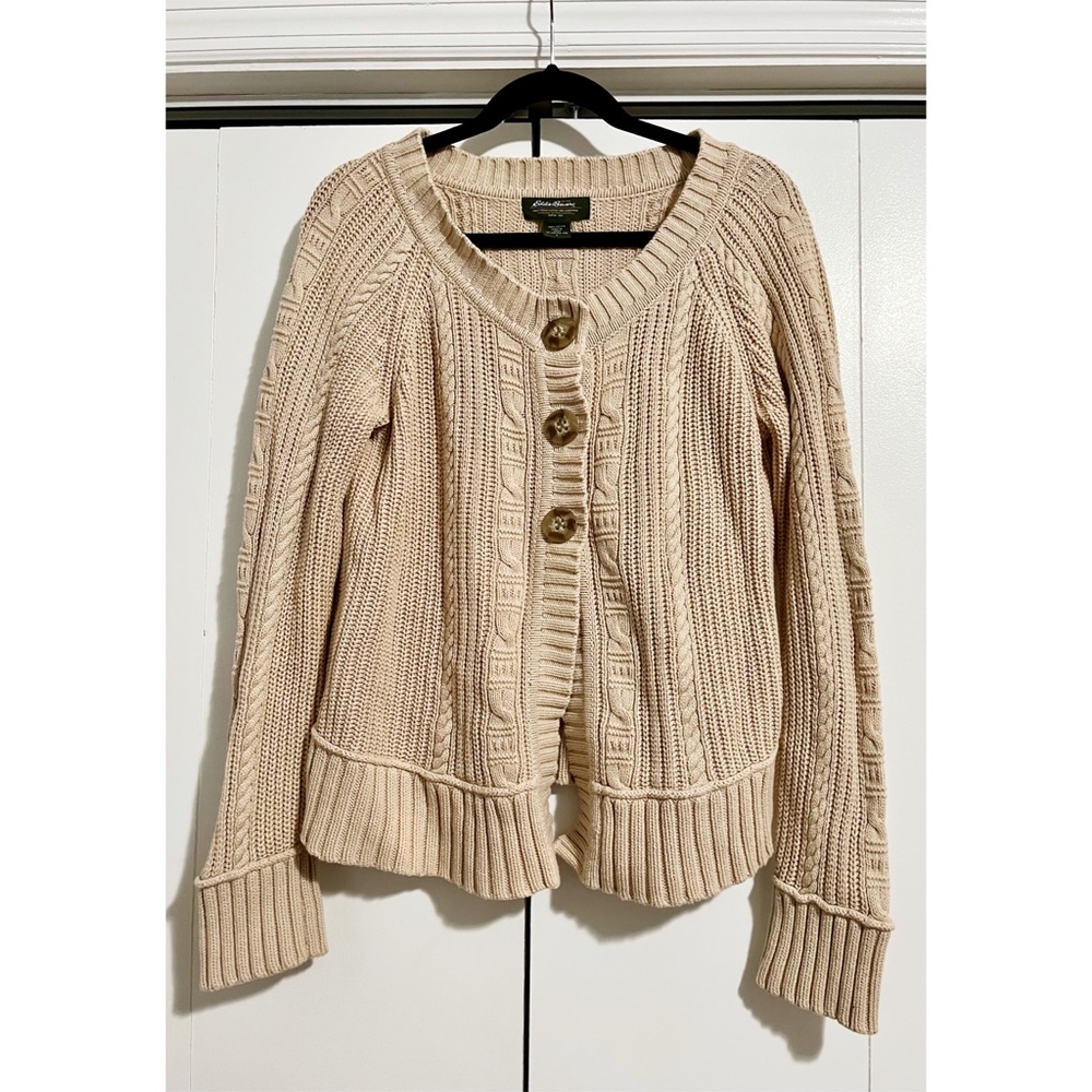 Eddie Bauer Women’s Button Up Light Pink Large Cardigan